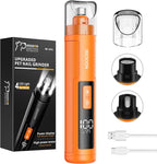 Dog Nail Grinder with 4 LED Lights, 3 Speeds Super Quiet for Pets | Low Vibration, Electric Pet Nail Grinder with 4 LED Light, Painless Paw Grooming & Smoothing for Small to Large Dogs (Orange)