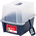 IRIS USA Large Front Door Cat Litter Box, Walk-in Entry, Navy | Easy Access Needs, Private Enclosure Design, Covered Walk-Through, Contained Environment, Privacy Hood