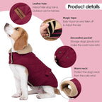 Winter Coat for Small Dogs, Puppy Plaid Jacket, Dog Jacket for Cold Weather, Windproof Warm Garments, Pets Thickened Outfits Indoor Outdoor, Burgundy S