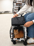 Airline Approved Pet Carrier with Wheels – 6 Removable 360° Spinner Wheels, Telescopic Handle with Phone Holder, Expandable Ventilated Cat & Dog Travel Carrier