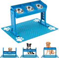 Triple Elevated Dog Bowls Stand for Dogs, Adjustable Raised Dog Bowl Stand with 3 Stainless Steel Bowls, 7 Heights & 3 Tilt Angles, Tall Dog Feeding Station for Large Medium Small Dogs, Mat Included