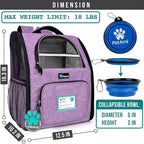 PetAmi Dog Backpack Carrier for Small Medium Dogs Large Cats up to 18 lbs, 2 Side Entry, Structured No-Collapse Frame, Airline Approved Ventilated Pet Backpack for Hiking Camping Travel, Purple