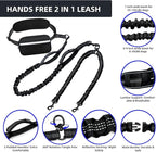 Uppetly Hands Free Double Dog Leash with Pouch, Dual Leash for 2 Dogs with Reflective Padded Handles, Durable Bungee and Lumbar Waist Belt for Walking, Jogging and Running (Medium/Large, 25-120 lbs)
