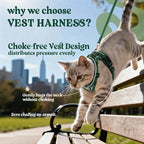 rabbitgoo Cat Harness and Leash Set, Escape Proof Vest, Rainforest Green | Soft Breathable Mesh, Easy Adjustable Fit, Snap Buckles, Sturdy Clip, Reflective Strips, for Kittens & Small Cats Walks, Xxs
