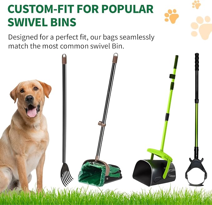 125 Bulk Pack Extra Large Dog Poop Bags for A&H Swivel Bin Pooper Scooper, Pet Waste Bags with Handle for Dog Poop Cat Litter, Heavy Duty Leakproof Unscented (Only Dog Poop Bags)
