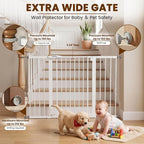 Mumeasy 36" Extra Tall Baby Gate for Stairs, 29.7-54.2" Wide Dog Gate for Doorways, Walk Thru Pet Safety Gate for Indoor, Pressure Mounted with Auto Close, Easy Install No Drill for Toddlers, White