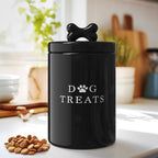 Barnyard Designs Ceramic Dog Treat Container with Airtight Lid (Black) | Large Rustic Storage Canister and Cookie Jar for Kitchen Counter; Airtight Lid Keeps Food Fresh; Farmhouse Decor