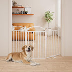 SNUOWU 3 Panles Full Matel Freestanding Dog Gates, 72" Extra Wide 36" Tall Free Standing Dog Pet Gate for Indoor & Outdoor. Foldable Pet Fences for Doorways, House, Stairs, Porch, Deck, Yard