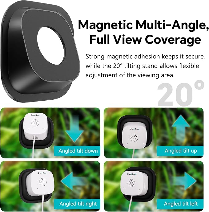 3MP 2K AI Reptile Aquarium Camera, Close-Focus Lens for Fish Tank Terrarium | Angle Magnetic Mount, Dual-Band Wi-Fi 2.4 GHz/5 GHz, 24/7 Recording, Anti-Glare and No Reflection, for Lizards and Snakes