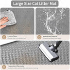 Cat Litter Mat, 40"x28" Extra Large, Waterproof Non Slip, Urine Proof & Easy Clean, Floor Protection Pad for Cat Litter Box Light Gray