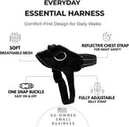 ShawnCo Essential Dog Harness, No-Pull Pet Vest with 3 Leash Clips, No Choke, Reflective, Adjustable and Padded, for Easy Walking and Training for Small, Medium and Large Dogs (Midnight, S)