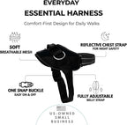 ShawnCo Essential Dog Harness, No-Pull Pet Vest with 3 Leash Clips, No Choke, Reflective, Adjustable and Padded, for Easy Walking and Training for Small, Medium and Large Dogs (Midnight, XL)