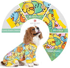 KYEESE Dog Pajamas Comfy Dogs Clothes Stretchable Pet Jammies Colorful Duck Printing Dog Onesie Stretchy Doggie Costumes Soft Pet Pjs Velvet Pets Coat Soft Doggie Pajamas for Small Dogs, Medium
