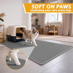 Pieviev Cat Litter Box Mat, Double-Layer Urineproof Design, 47" x 36" Gray | Honeycomb Litter Trapping Mat Captures Scattered Particles to Stop Tracking, Waterproof Base Protects Floors, Easy to Clean