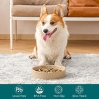 vancasso Ceramic Slow Feeder Dog Bowls, Puzzle Dog Food Bowls with Floral Maze, Anti -Slip Pet Food Dish for Medium Breed, 1.5 Cups, Brown