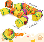 Petizer H-4-Way Collapsible Cat Tunnels for Kittens Indoor Entertainment, Washable Cute Cat Tube Toys with Interactive Playing Balls,Tear-Resistant Pet Tube, Cats, Kitten, Kitty, Puppy, Rabbit