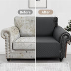 100% Waterproof Couch Cover for Dogs with Non-Slip & Side Pockets 23", Furniture Protector Sofa Covers, Washable Cushion Covers for Pets Kids Cat-Armchair Blackishgray