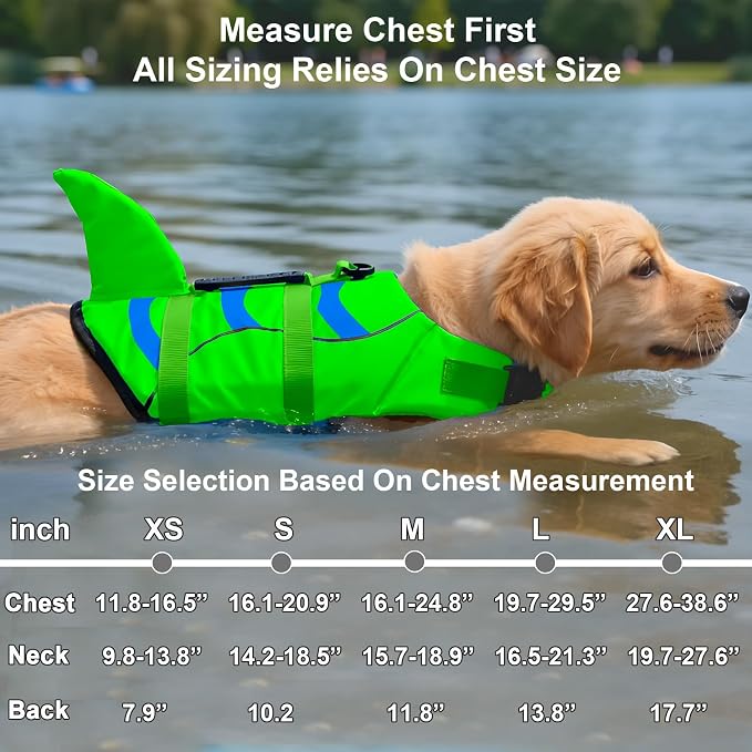 Fragralley Shark Fin Dog Life Jacket, High Buoyancy with Tear-Resistant Nylon of Dog Swim Vest, Pet Life Preserver for Small Medium Large Dogs, Puppy Float Vest for Swimming and Boating
