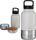 32oz Insulated Dog Water Bottle, Leak Proof with Food & Water Bowls | Leak-proof stainless steel bottle with detachable BPA-free food & water bowls; keeps water cold 24h for hiking, walks, travel