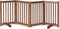 LZRS Freestanding Extra Wide Dog Gate 80" W x 30" H Solid Wooden Pet Gate for Doorways, Stairs, Hallways,Kitchens& Long Areas, Expandable & Foldable with Support Feet,Indoor Use,Oak