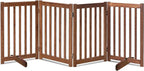 LZRS Freestanding Extra Wide Dog Gate 80" W x 30" H Solid Wooden Pet Gate for Doorways, Stairs, Hallways,Kitchens& Long Areas, Expandable & Foldable with Support Feet,Indoor Use,Oak