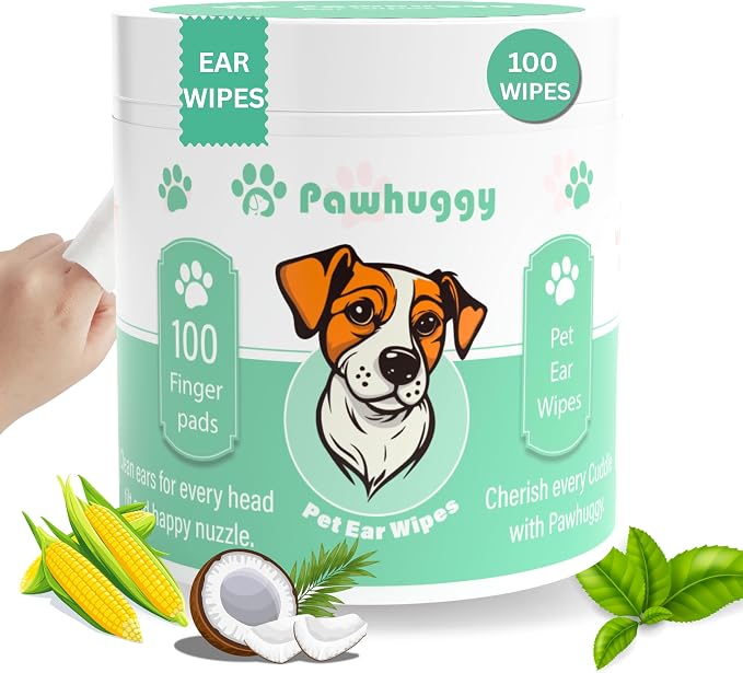 100 Finger Wipes for Pet Lovers - Pet Ear Wipes for Dogs & Cats - Ear Cleaner & Dog Ear Infection Treatment - Cleans Ears, Reduces Itching & Odor, Removes Wax, Relieves Irritation | Dog ear cleaning wipes that lift wax, dirt and buildup from outer ears...