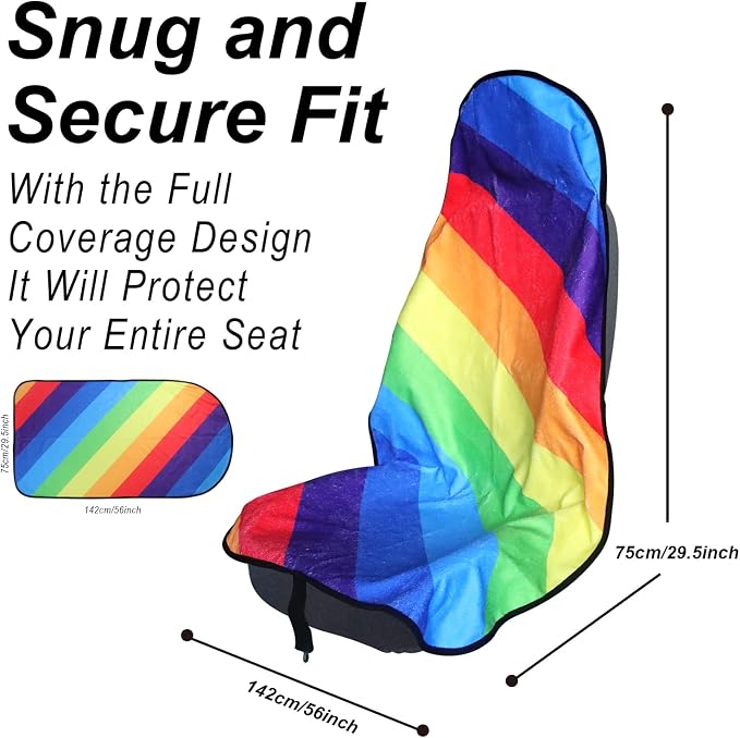 Car Seat Cover Protector Front Seats,for Gym Workout,Running,Swimming,Beach and Hiking,Waterproof Sweat Towel Bucket Seat Covers for Cars SUV Trucks (Rainbow, 2Pcs)
