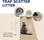 Cat Litter Box Mat, Kitty Premium PVC Pad, Durable Trapping Rug, Phthalate Free, Urine-Resistant, Scatter Control, L 35 x 23 Inch, Beige