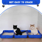 Bokon 25 Count Disposable Litter Box for Cat, Large Disposable Litter Tray for Travel Home Durable Portable Plastic Kitty Litters Boxes Leak-resistant Easy-grip Rim, 15.7 x 11.8 x 3 Inches(Royal Blue)