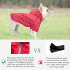 Dog Raincoat Dogs Waterproof Reversible rain Jacket Dog Small Medium Breeds Reflective Zipper Storage Pocket Harness Hole - Red - S