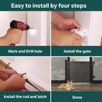 Cumbor 37-55" Retractable Baby Gates for Stairs & Doorways, Indoor Outdoor | Hardware Mounted Mesh Dog & Pet Gate, Easy Walk Through, One-Hand Operation, Anti-Crawl Adjustable Safety Gate for Dog, Black