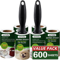 Lint Rollers for Pet Hair, 600 Sheets 2 Handles with 6 Rollers | Extra Sticky, Lint Remover for Clothes, Clean Hair on Sheets Couch Furniture and Carpet, Dog and cat Lint Roller,travel size