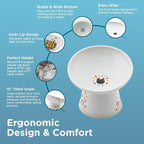 Necoichi Raised Cat Food Bowl, 15° Tilted (Sakura Floral, Extra Wide)