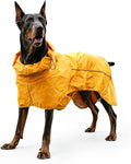 Skmeditec Dog Raincoat with Hood, Waterproof Puppy Rain Coat, Windproof Breathable Jacket with Mesh Lining, Outdoor Hiking Shell Coat for Extra Large Sized Dogs (Yellow, 2XL)