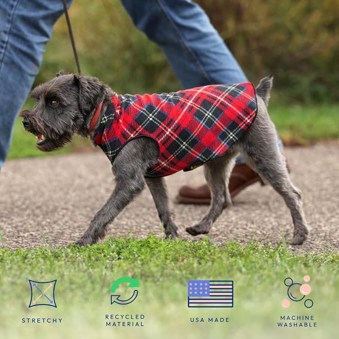Goldpaw Stretch Fleece Dog Sweater - with Spandex for 4-Way Stretch - Soft, Comfortable Dog Coat - Machine Washable - Made in the USA - Rose - Size 12