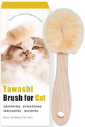 Wablade Cat Brush for Sensitive Cats & Kittens, Soft, 7.9", Made in Japan | Daily grooming & massage for routine care, gently lifts loose surface fur with natural sisal fibers (Not a Deshedding Tool)
