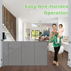 Reinforced 37" Tall x 155" Extra Wide Retractable Baby Gate, Indoor/Outdoor | Retractable Dog Gate for Large Openings, Space-Saving, Easy to Use, Scratch-Resistant Mesh, Safety Lock, Easy Install, Gray
