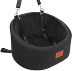 Lealchum Dog Car Seat for Small Dogs Up to 30 Lbs,Ultra Soft Fabric Fill in Comfy Memory Foam,Happy Pet Ride,2 Safety Dog Leashes,Fully Detachable and Washable,Anti Slip Base(Black)