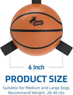 QDAN Dog Basketball Toys, Dog Balls with Straps for Tug of War, 6 Inch | Dog Water Toy Pool Toys for Small Medium Dogs, <60 lbs Puppy Toys, Training Herding Balls for Outdoor, Puppy Birthday Gifts