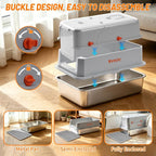 Stainless Steel Litter Box with Lid & Cat Litter Scoop Mat Grey | Deodorizer Cat Metal Litter Box High Sided Enclosure Covered Litter Box Extra Large Litter Boxes for Big Cats
