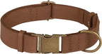 AirTag Dog Collar - Genuine Leather Dog Collar with Apple AirTag Holder and Metal Buckle - Smart GPS Tracking Pet Collars (Tawny, L, 17"-21" Neck Fit)