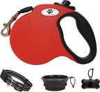 16 ft Retractable Dog Leash for Large Dogs up to 110 lbs,Tangle-Free Nylon Tape,Red L