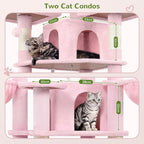 Globlazer Big Cat Tower for Indoor Cats, 68 inch Cat Tower for Multiple Adult Cats XL Cat Tree with Scratching Post, 3 Perches, 2 Condos, 2 Basket, Removable Pet Bed, F68B, Pink