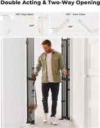 Extra Tall Cat Gate, 74.8”–90.5” High x 30.3”–38.2” Wide, No-Drill Pressure Mounted Safety Barrier for Doorways, Stairs, Hallways, Multi-Pet Separation，Black