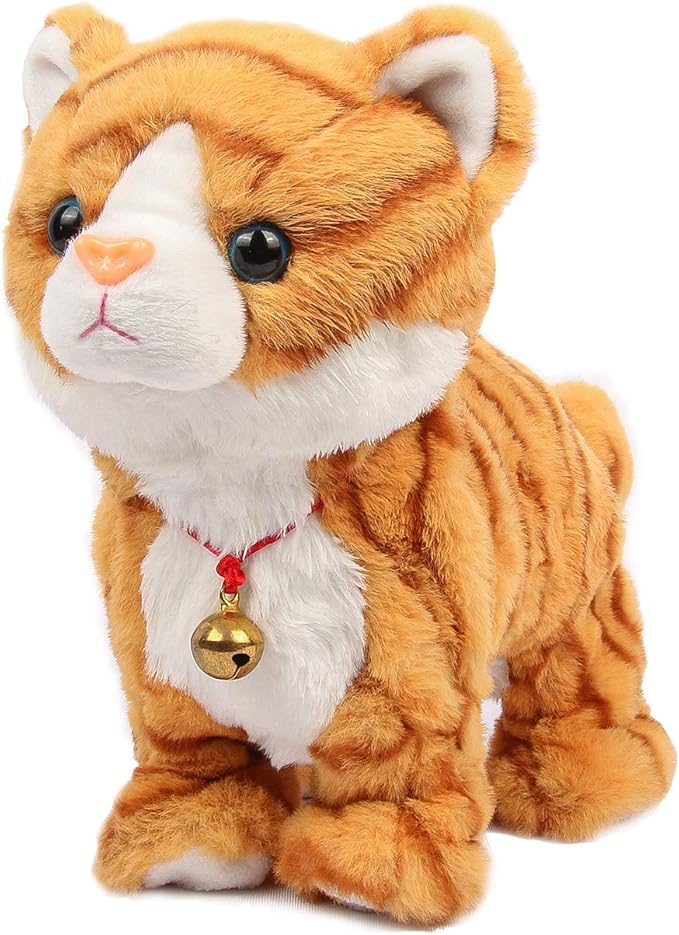 Smalody Interactive Plush Toys, Novelty Sound Control Electronic Cat Electronic Pets Robot Cat Gift for Children (Yellow) | Soft plush electronic cat pet responds to sound & movement. Safe interactive toy bringing realistic fun and joy to kids.