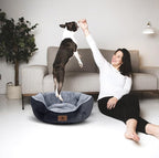 Asvin Small Dog Bed for Small Dogs, Cat Beds for Indoor Cats, Pet Bed for Puppy and Kitty, Extra Soft & Machine Washable with Anti-Slip & Water-Resistant Oxford Bottom, Black, 20 inches