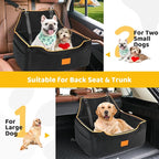 XIEEAOZEE Dog Car Seat for Large/Medium Dog, Booster Seat for Dogs Under 55Lbs or 2 Small, Detachable and Washable Travel Pet Seat with Thick Cushion and Storage Pockets (Black)