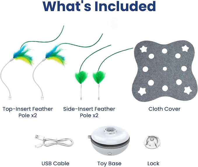PAWSPIK Tumbling 3-in-1 Interactive Hide & Seek Cat Toy | Rechargeable Automatic Feather Chasing & Tumbling Peek-A-Boo Exercise Toy for Bored Indoor Cats & Kittens