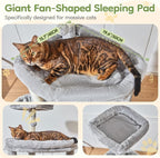 Taoqimiao Cat Tree for Large Cats, 72In Tall Cat Tower, Giant Platform | Widened Cat Condo with Large Scratch Board, 5 Scratching Posts, Metal Frame Hammcock, Cozy Basket, Light Gray, MS045W