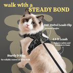 rabbitgoo Cat Harness and Leash Set, Escape Proof Vest, Lunar Prowl | Soft Breathable Mesh, Easy Adjustable Fit, Snap Buckles, Sturdy Clip, Reflective Strips, for Medium to Large Cats Walks, M